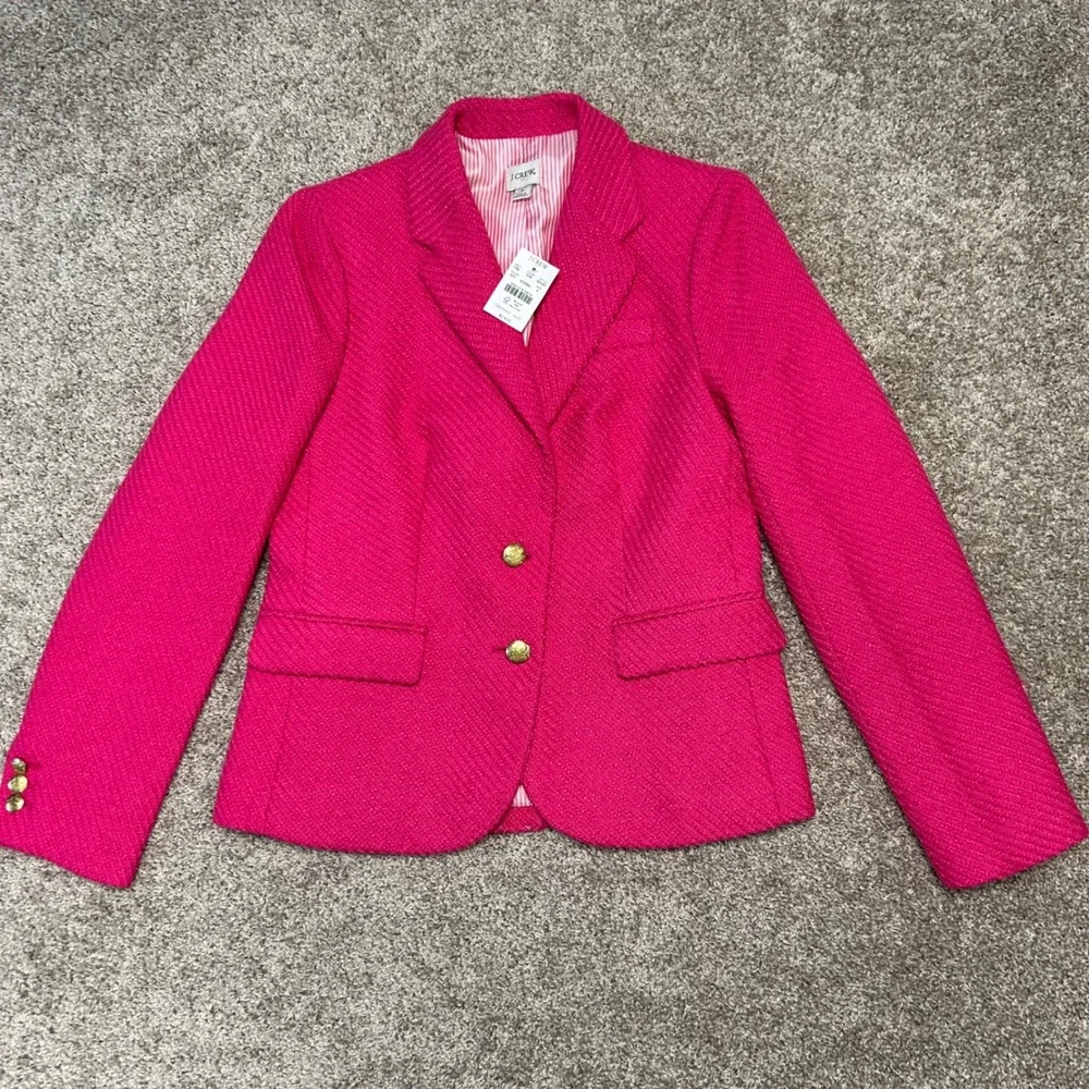 NWT J.Crew Tweed Schoolboy Blazer Sweet Fuchsia Women Size 4 Pink‎ BW287 Classic - Picture 8 of 11